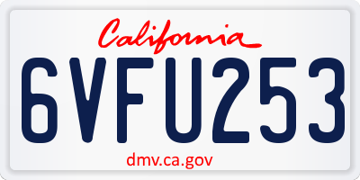 CA license plate 6VFU253