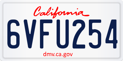 CA license plate 6VFU254