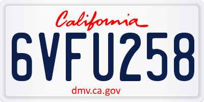 CA license plate 6VFU258