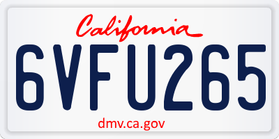 CA license plate 6VFU265