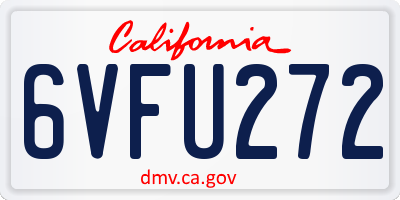 CA license plate 6VFU272