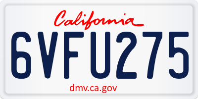 CA license plate 6VFU275