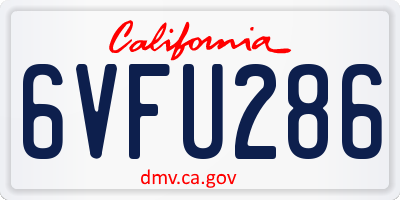 CA license plate 6VFU286