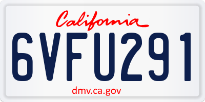 CA license plate 6VFU291