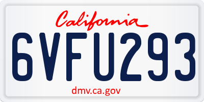 CA license plate 6VFU293