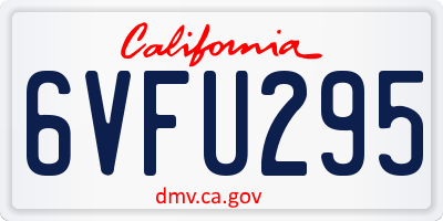 CA license plate 6VFU295