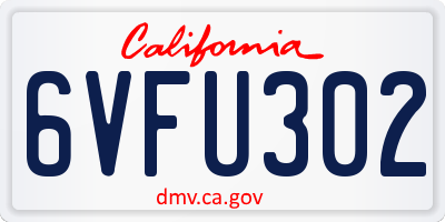 CA license plate 6VFU302