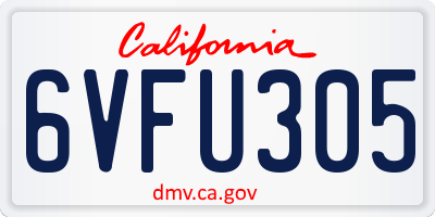 CA license plate 6VFU305