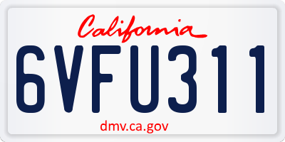 CA license plate 6VFU311