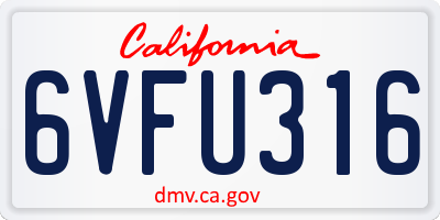 CA license plate 6VFU316