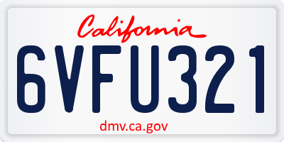 CA license plate 6VFU321
