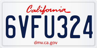 CA license plate 6VFU324