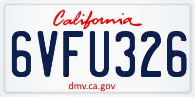 CA license plate 6VFU326