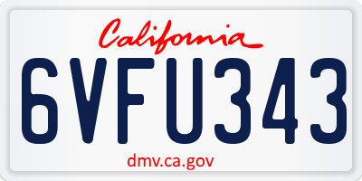 CA license plate 6VFU343