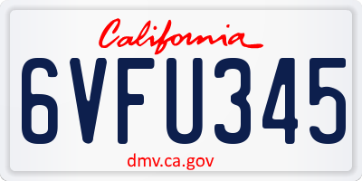 CA license plate 6VFU345