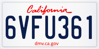 CA license plate 6VFU361