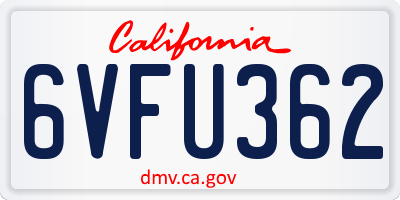 CA license plate 6VFU362