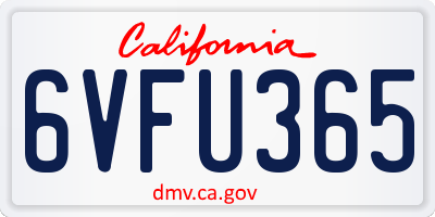 CA license plate 6VFU365