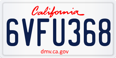 CA license plate 6VFU368