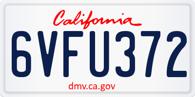CA license plate 6VFU372