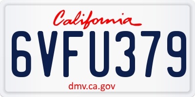 CA license plate 6VFU379