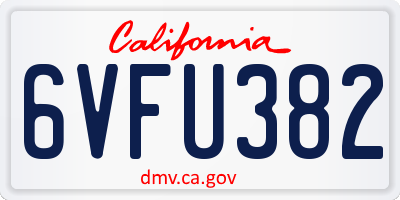 CA license plate 6VFU382