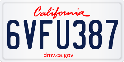 CA license plate 6VFU387