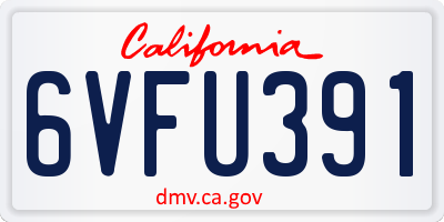 CA license plate 6VFU391