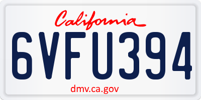 CA license plate 6VFU394