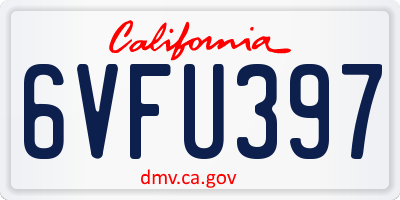CA license plate 6VFU397