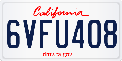 CA license plate 6VFU408
