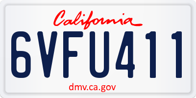 CA license plate 6VFU411