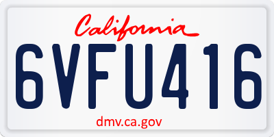 CA license plate 6VFU416