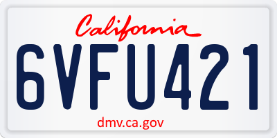CA license plate 6VFU421