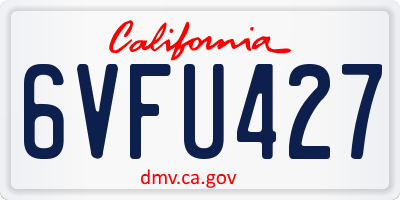 CA license plate 6VFU427
