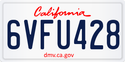 CA license plate 6VFU428