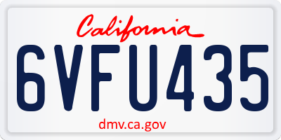 CA license plate 6VFU435