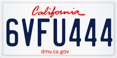 CA license plate 6VFU444