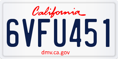 CA license plate 6VFU451