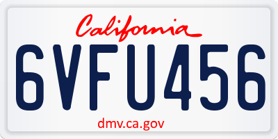 CA license plate 6VFU456
