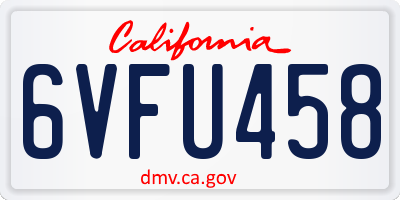 CA license plate 6VFU458