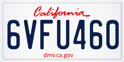 CA license plate 6VFU460