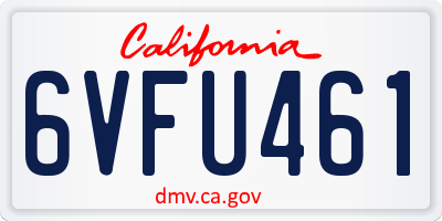 CA license plate 6VFU461