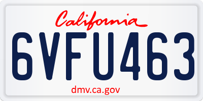CA license plate 6VFU463