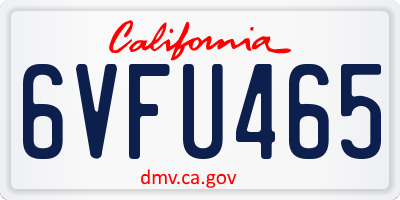 CA license plate 6VFU465