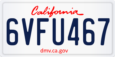 CA license plate 6VFU467
