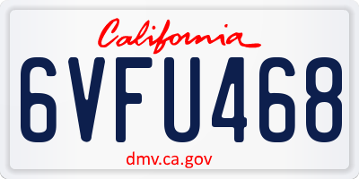 CA license plate 6VFU468