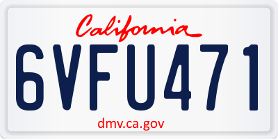 CA license plate 6VFU471