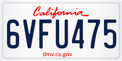 CA license plate 6VFU475
