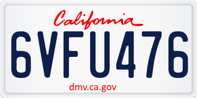 CA license plate 6VFU476